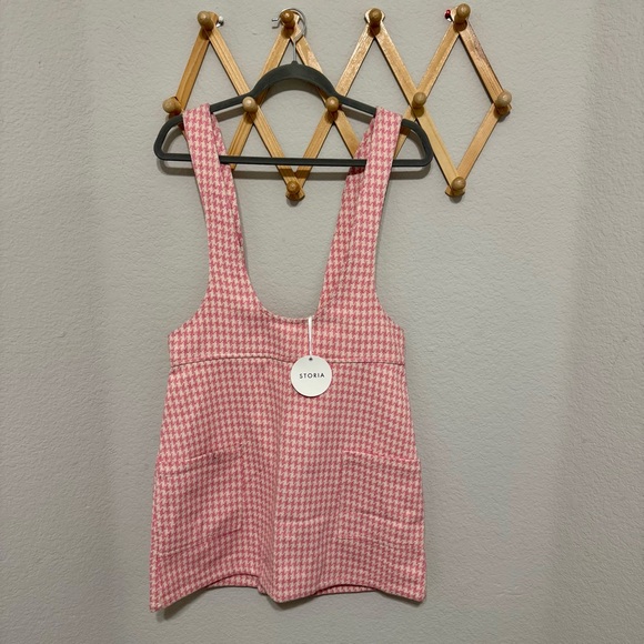 NWT! Storia Houndstooth Scoop Neck Dress Pink/White Size M - Picture 5 of 9